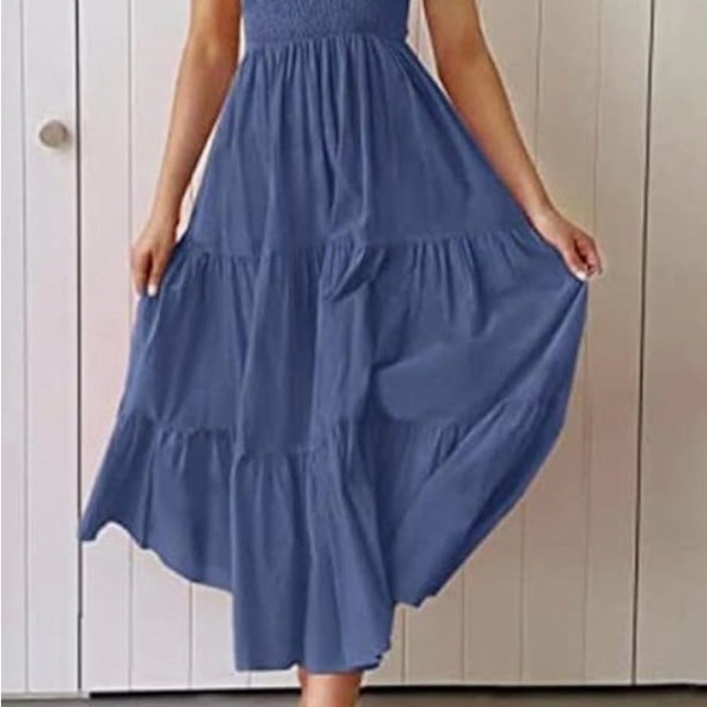 NWT ZESICA Women Tight Sexy Swing Cold Shoulder Ruffle, Sleeveless Mid-Length